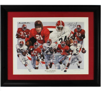 Georgia Bulldogs "Heroes of the Hedges" Custom Framed Photo Signed By (8) with Fran Tarkenton, David Greene, John Rauch (Radtke) at PristineAuction.com