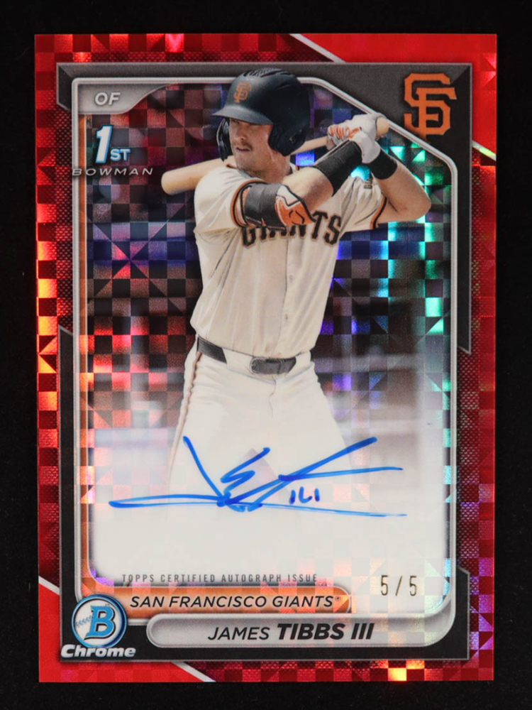 James Tibbs III 2024 Bowman Chrome Draft Autographs Red X-Fractors #CPAJT #5/5 RC