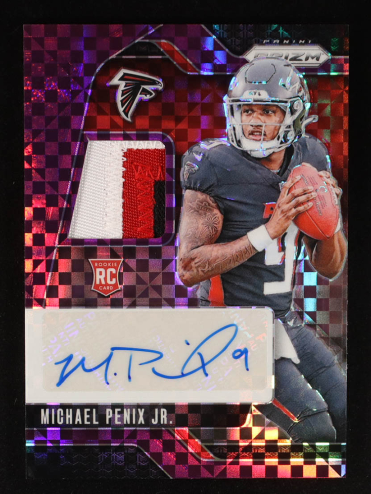 Michael Penix Jr. 2024 Panini Prizm Rookie Patch Autographs Prizm Purple Power #2 #03/49 RC