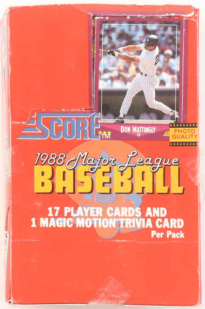 1988 Score Baseball Wax Box With (36) Packs at PristineAuction.com 1988 Score Baseball Wax Box With (36) Packs at PristineAuction.com