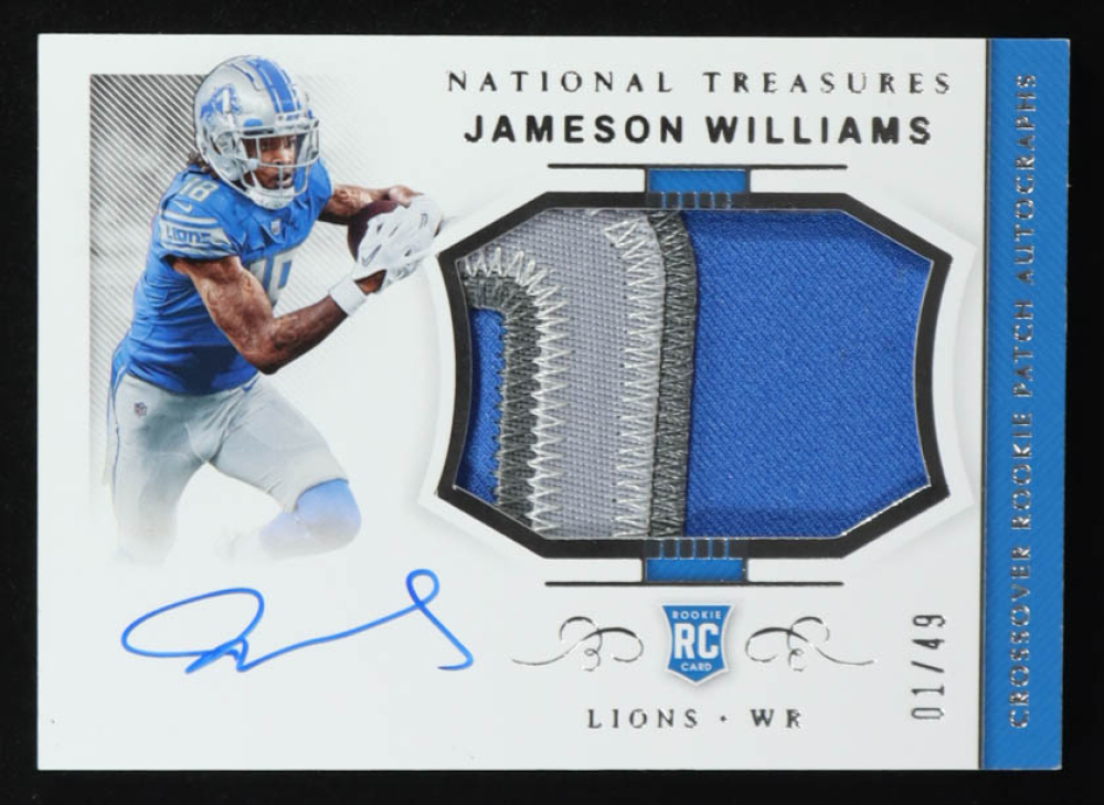 Jameson Williams 2022 Panini National Treasures Crossover Rookie Patch Autographs #16 RC #01/49