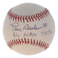 Larry Dierker Signed OML Baseball Inscribed "No-Hitter 7/9/76" (Beckett) at PristineAuction.com