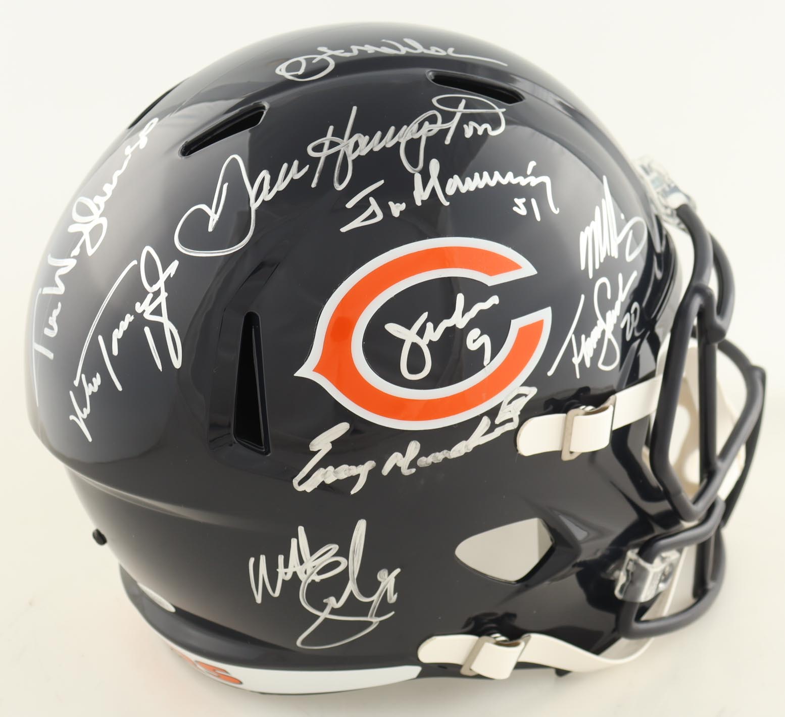 Bears Full-Size Speed Helmet Team-Signed By (10) With Dan Hampton, Mike Singletary, Jim McMahon, Matt Suhey (JSA) at PristineAuction.com Bears Full-Size Speed Helmet Team-Signed By (10) With Dan Hampton, Mike Singletary, Jim McMahon, Matt Suhey (JSA) at PristineAuction.com