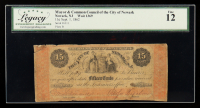 1862 Newark, New Jersey Mayor and Common Council of the City of Newark 15 Cents Note (Legacy Fine 12) at PristineAuction.com