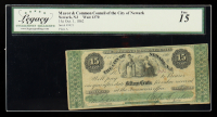 1862 Newark, New Jersey Mayor and Common Council of the City of Newark 15 Cents Note (Legacy Fine 15) at PristineAuction.com