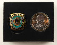 The Highland Mint LE Dan Marino 24kt Gold Overlay Coin With Dolphins Team Ring Paperweight at PristineAuction.com