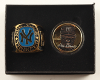 Roger Clemens The Highland Mint LE Yankees 24kt Gold Plated Coin & Team Ring Paperweight Set at PristineAuction.com