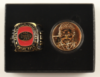 The Highland Mint LE Steve Young 24kt Gold Overlay Coin With 49ers Team Ring Paperweight at PristineAuction.com