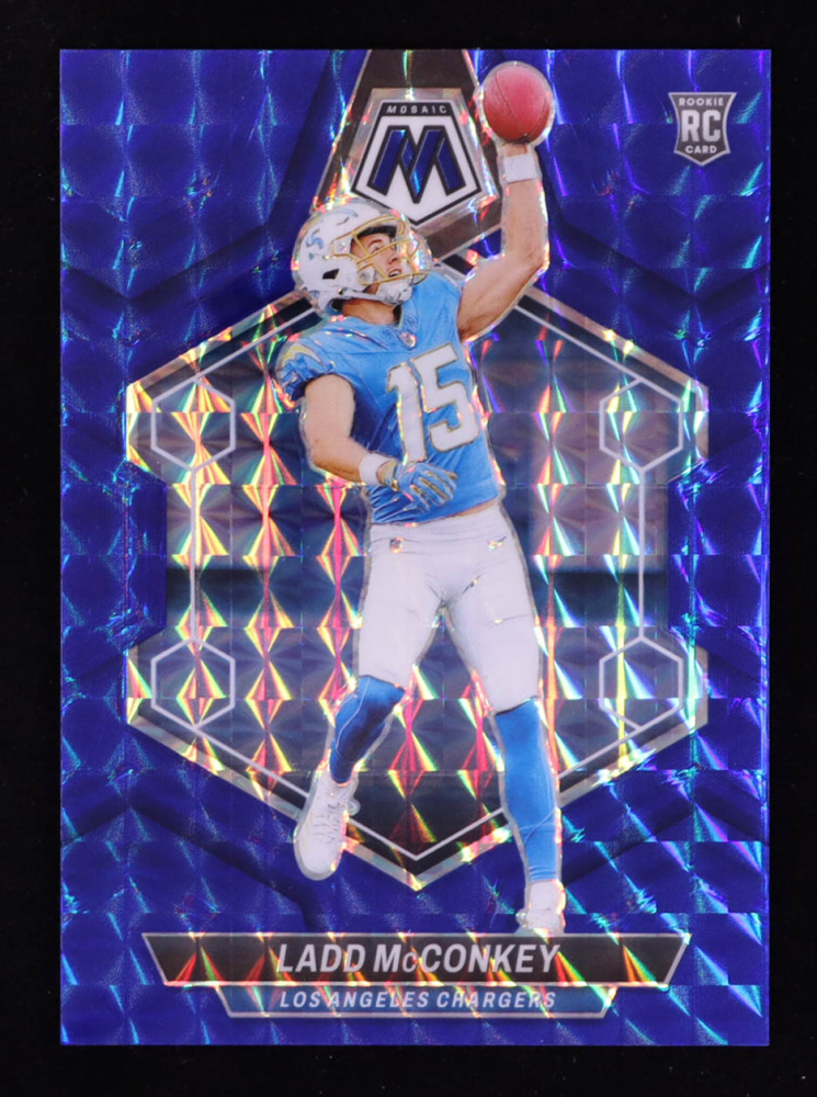 Ladd McConkey 2024 Panini Mosaic Mosaic Blue #334 #42/99 RC