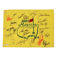 Masters Tournament Champions 2009 Masters Tournament Golf Pin Flag Signed by (23) with Jack Nicklaus, Gary Player, Phil Mickelson, Jack Burke (JSA) at PristineAuction.com