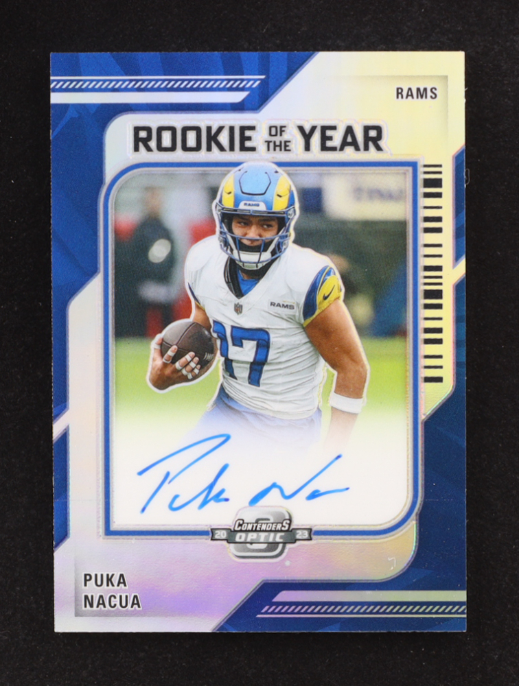 Puka Nacua 2023 Panini Contenders Optic Rookie of the Year Contenders Autographs #4 RC #93/99