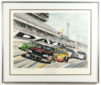 "The Great American Race" NASCAR LE Custom Framed Print Signed by (4) with Dale Earnhardt Sr., Richard Childress (JSA) at PristineAuction.com