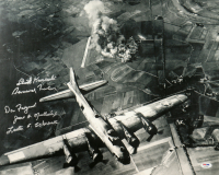 WWII 8th Air Force Veterans B-17 Bomber 16x20 Photo Signed By (5) with Bernard Nolan, Lester Schrenk, James Mullinax, Dick Kaminski (PSA) at PristineAuction.com