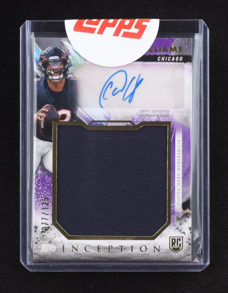 Caleb Williams 2024 Topps Inception Rookie Jumbo Relic Autographs Purple #RJRACW #077/125 RC