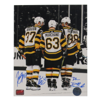 Patrice Bergeron, Brad Marchand & David Pastrnak Signed Bruins "The Perfection LIne" 8x10 Photo (Perfection Line & YSMS) at PristineAuction.com
