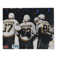 Patrice Bergeron, Brad Marchand & David Pastrnak Signed Bruins "The Perfection LIne" 8x10 Photo (Perfection Line & YSMS) at PristineAuction.com