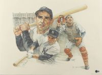 Yoggi Berra Signed Yankees 18x24 Lithograph (Martin) at PristineAuction.com