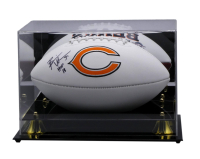 Brian Urlacher Signed Bears Logo Football Inscribed "HOF 18" with Display Case (Beckett) at PristineAuction.com