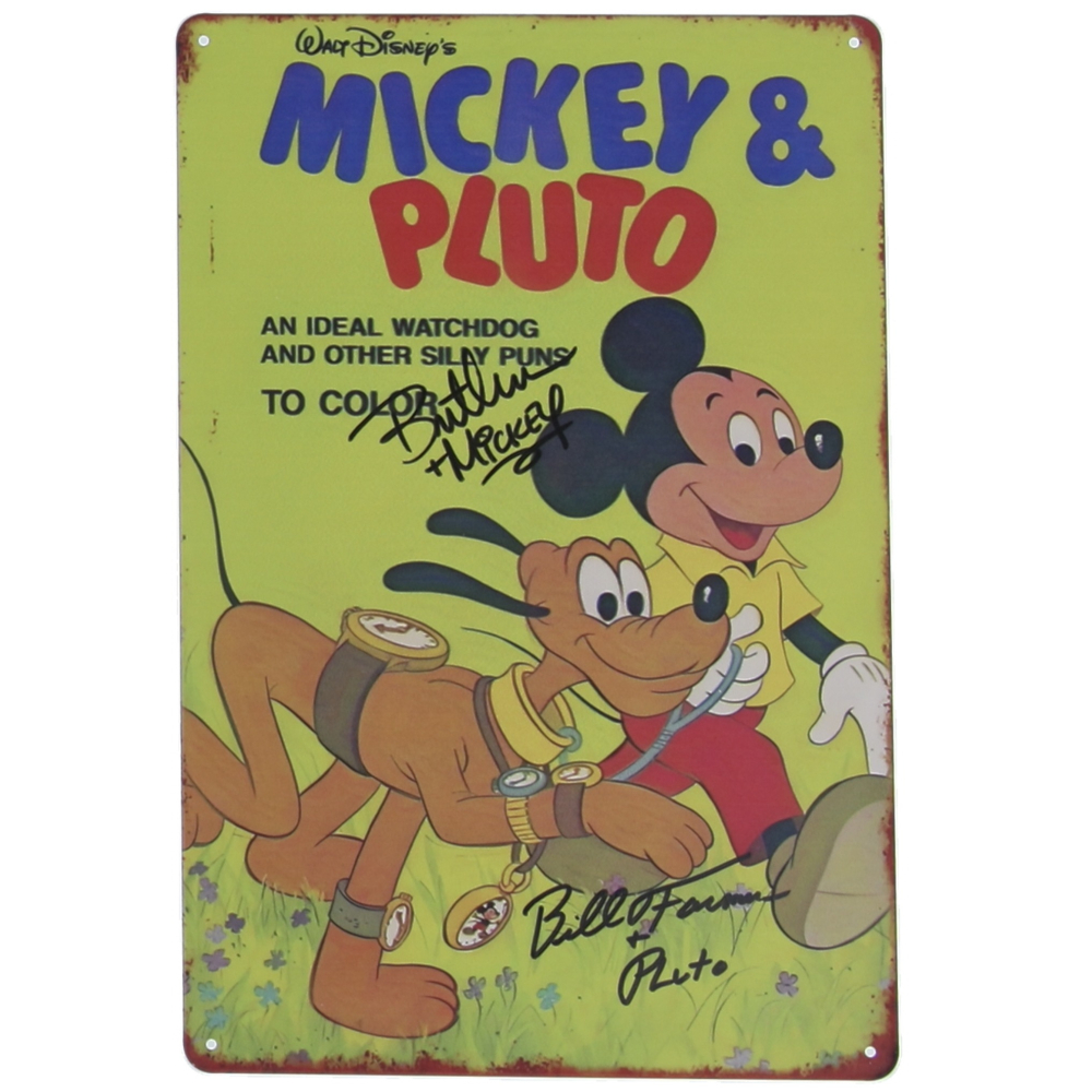 Bill Farmer & Bret Iwan Signed "Walt Disney's Mickey & Pluto" 8x12 Metal Print Inscribed "Pluto" & "Mickey" (JSA) at PristineAuction.com