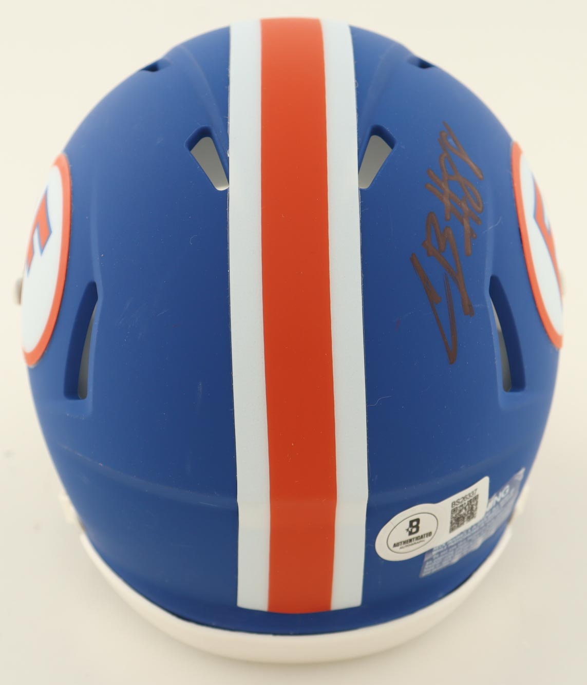 Caleb Banks Signed Florida Gators Throwback Blue Speed Mini Helmet (Beckett) at PristineAuction.com Caleb Banks Signed Florida Gators Throwback Blue Speed Mini Helmet (Beckett) at PristineAuction.com