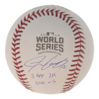 Justin Grimm Signed 2016 World Series Logo Baseball Inscribed "3 App 2K" & "2016 WS" (JSA) at PristineAuction.com