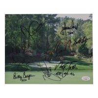 Masters Champions 8x10 Photo Signed By (9) with Scottie Scheffler, Billy Casper, Nick Faldo, Vijay Singh & Adam Scott (JSA) at PristineAuction.com