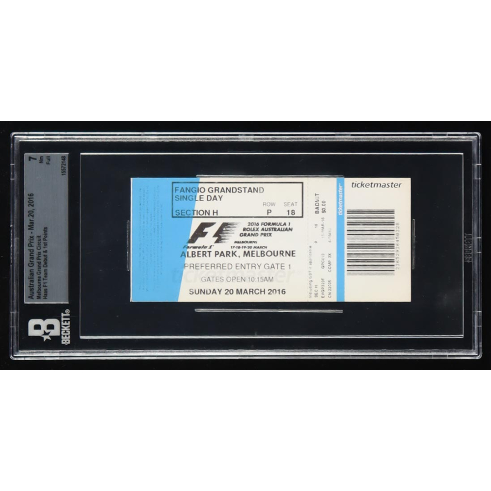 Haas F1 Racing Team 2016 Debut Melbourne Grand Prix Circuit Race Ticket (Beckett 7) at PristineAuction.com