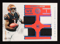 Ja'Marr Chase 2021 Panini Encased Rookie Quad Memorabilia Sapphire #12 RC #9/50 at PristineAuction.com