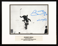Bobby Hull Signed Blackhawks Custom Matted Photo Display Inscribed "HOF 1983" (Stacks of Plaques) at PristineAuction.com