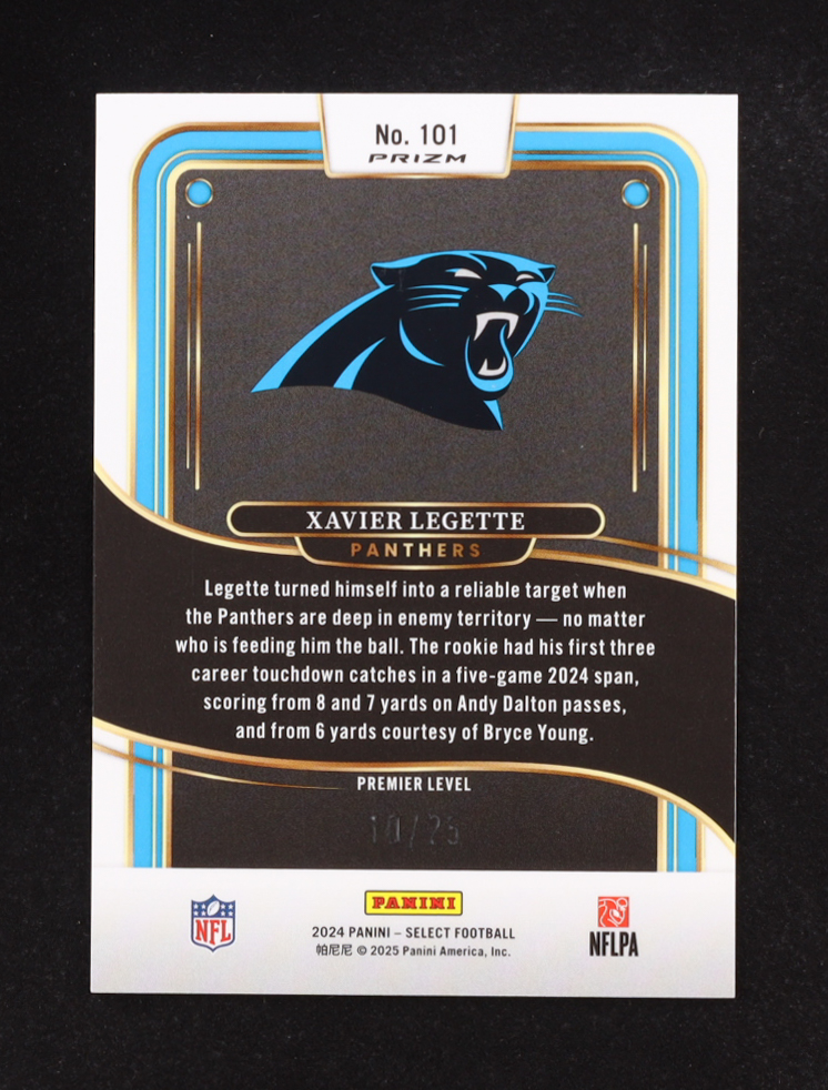 Xavier Legette 2024 Select Prizm Tie Dye #101 #10/25 RC at PristineAuction.com Xavier Legette 2024 Select Prizm Tie Dye #101 #10/25 RC at PristineAuction.com