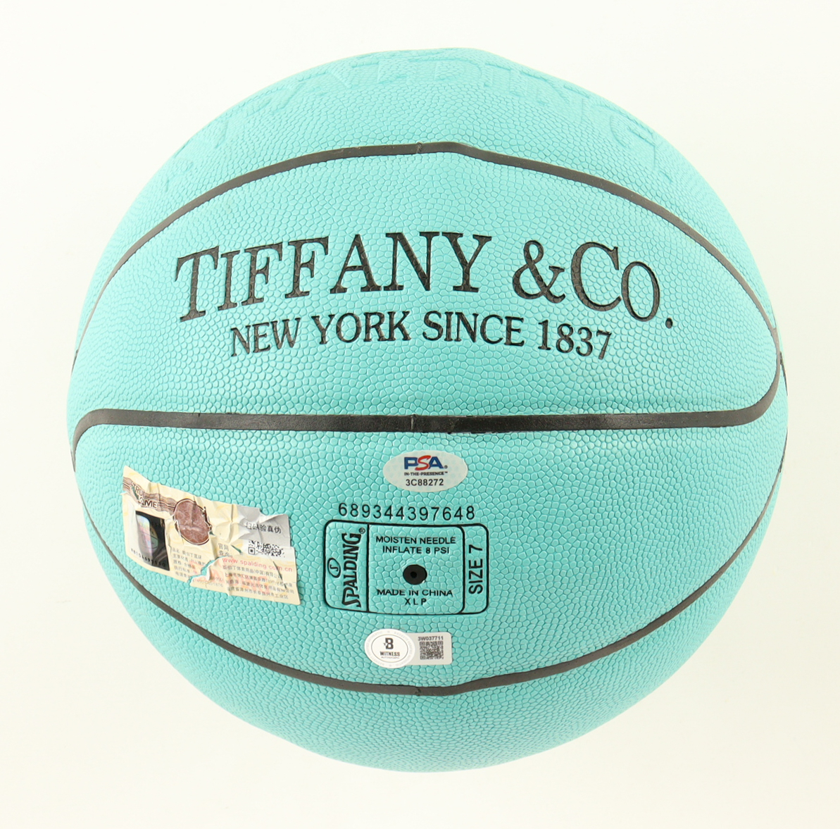 Larry Bird & Magic Johnson Signed Tiffany & Co. x Spalding Basketball with All Wood Stand (Beckett & PSA) at PristineAuction.com Larry Bird & Magic Johnson Signed Tiffany & Co. x Spalding Basketball with All Wood Stand (Beckett & PSA) at PristineAuction.com