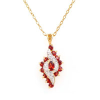 1.18 (CTW) Garnet & Diamond 18K Gold Plated Designer Pendant, 18 in | Estimated Value $1,799 (AMG) at PristineAuction.com