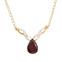4.71 (CTW) Garnet & Diamond 18K Gold Plated Designer Necklace, 19 in | Estimated Value $1,749 (AMG) at PristineAuction.com