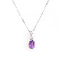 1.03 (CTW) Amethyst & Diamond Rhodium Plated Designer Pendant, 18 in | Estimated Value $1,549 (AMG) at PristineAuction.com