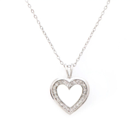 0.18 CTW Natural Diamond Rhodium Plated Designer Heart Shape Pendant 18 in  | Estimated Retail Value: $1,549 (AMG) at PristineAuction.com
