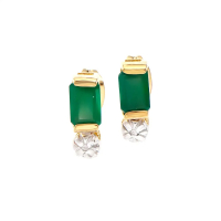 1.13 (CTW) Green Agate & Diamond 18K Gold Plated Designer Earrings | Estimated Value $1,299 (AMG) at PristineAuction.com
