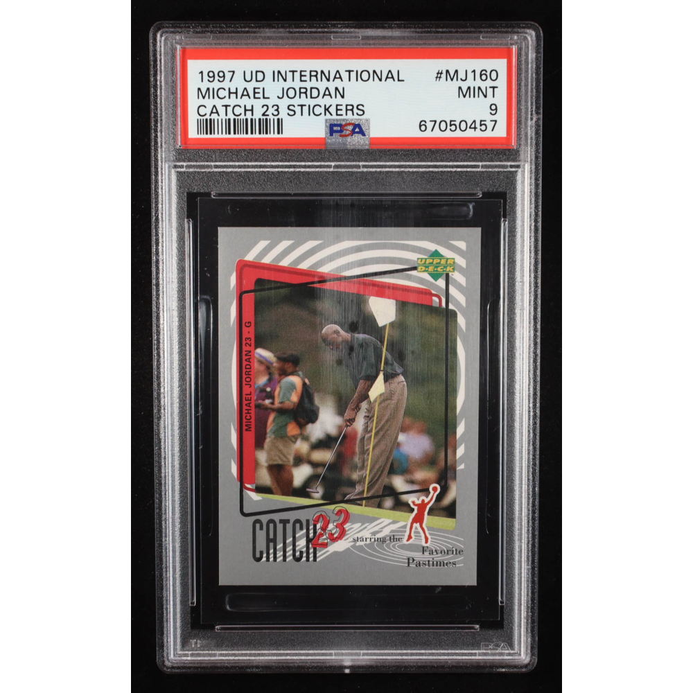 Michael Jordan 1997-98 Upper Deck Italian Stickers #M160 / Catch 23 (PSA 9) at PristineAuction.com