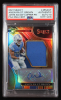 Amon-Ra St. Brown 2021 Select Jumbo Rookie Signature Swatches Prizm Copper #34 RC #43/49 (PSA Authentic | Auto Grade 10) at PristineAuction.com