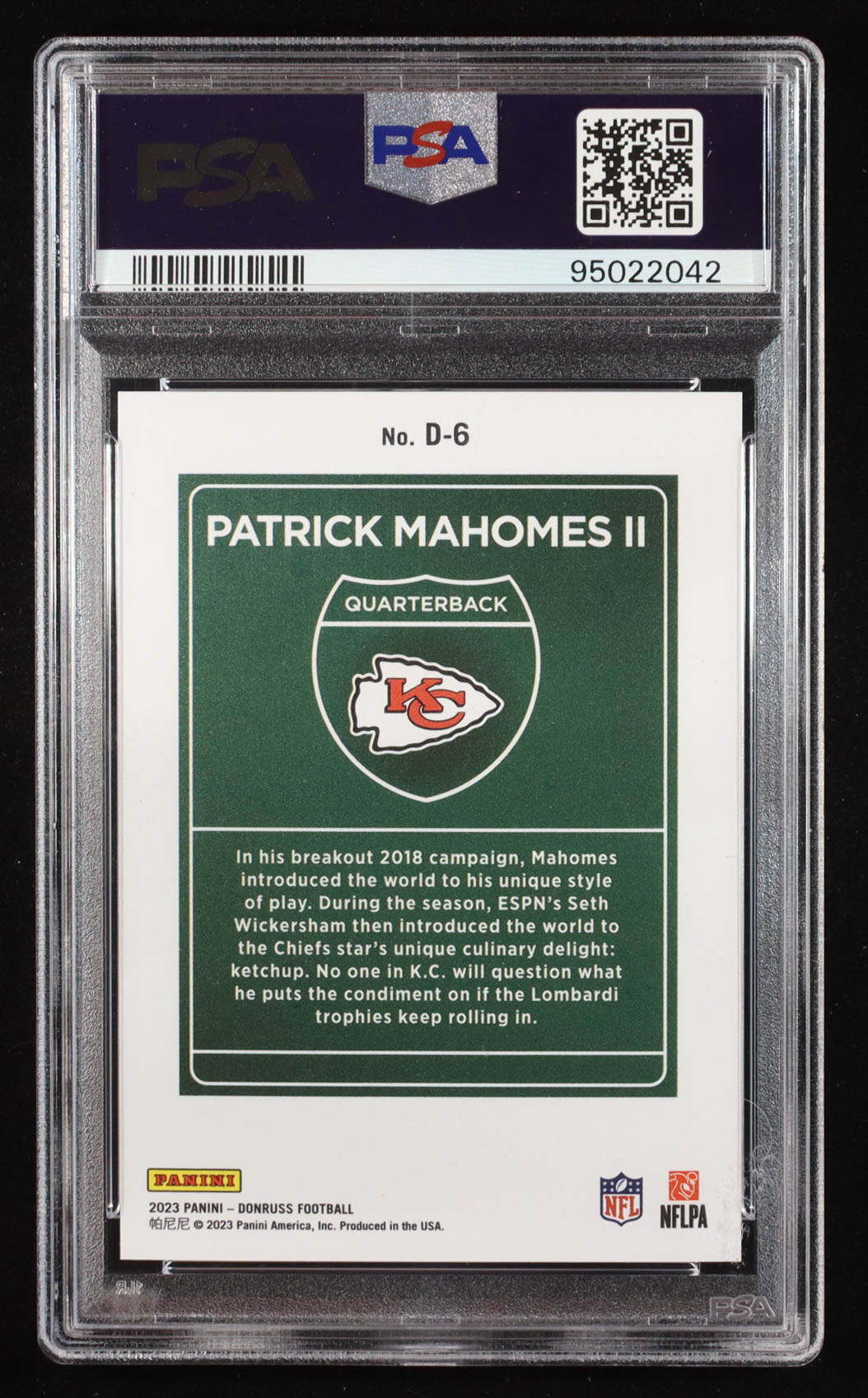 Patrick Mahomes II 2023 Donruss Downtown #6 (PSA 10) at PristineAuction.com Patrick Mahomes II 2023 Donruss Downtown #6 (PSA 10) at PristineAuction.com