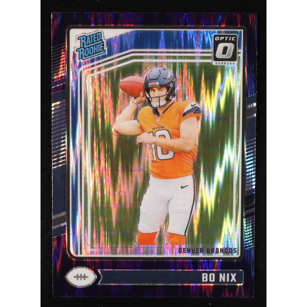 Bo Nix 2024 Donruss Optic Purple Shock #209 RR RC at PristineAuction.com