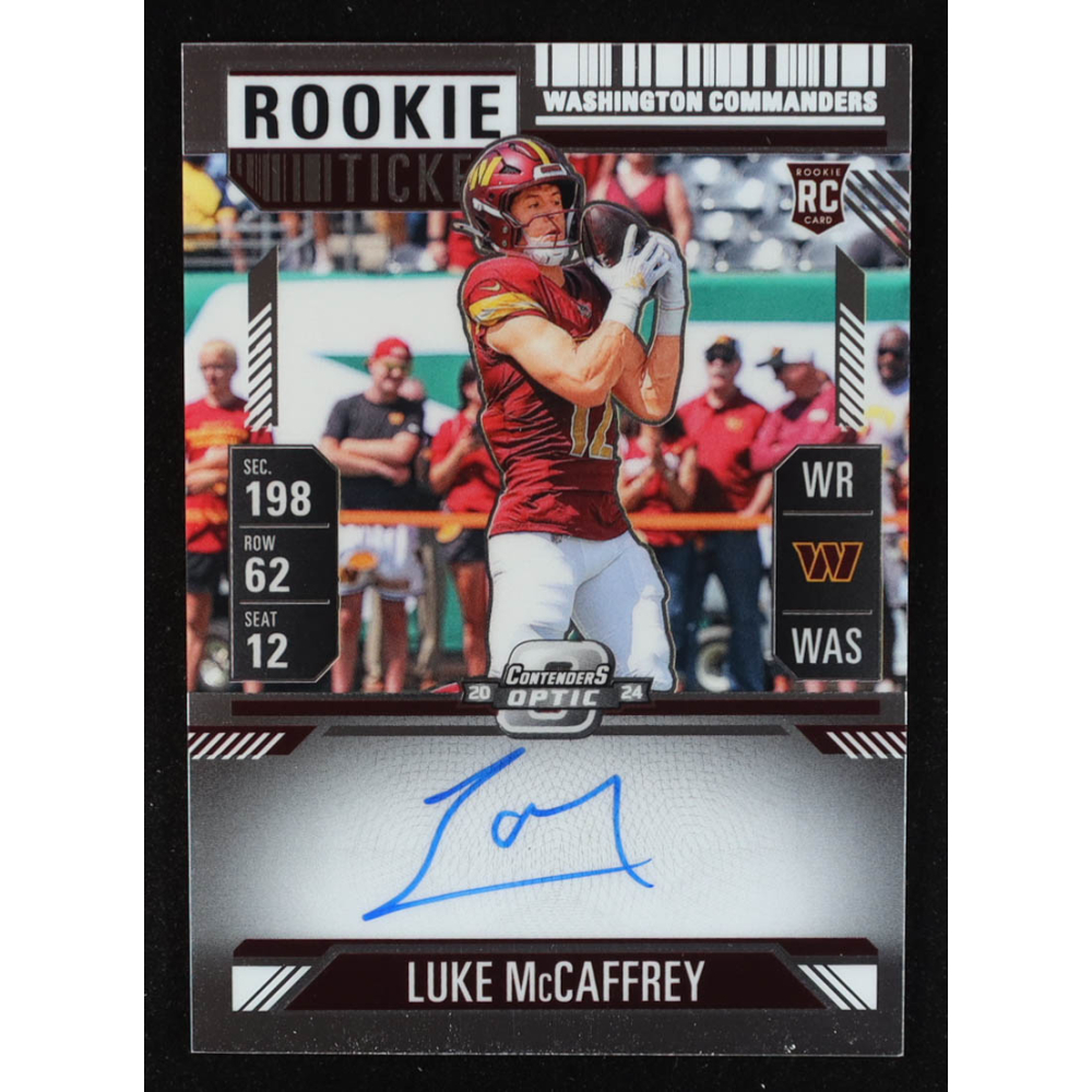 Luke McCaffrey 2024 Panini Contenders Optic Silver #121 AU RC at PristineAuction.com