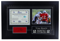 Tom Brady Signed Patriots Custom Framed Practice-Used Jersey Swatch (Fanatics) at PristineAuction.com