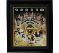 Baseball's Greatest Catchers Custom Framed Photo Signed By (6) with Mike Piazza, Yogi Berra, Johnny Bench (JSA) at PristineAuction.com