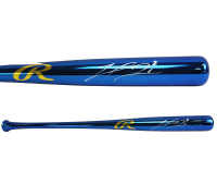 Michael Harris Signed Rawlings Blue Chrome Baseball Bat (Fanatics) at PristineAuction.com