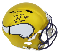 Cris Carter Signed Vikings Full-Size Flash Alternate Speed Helmet Inscribed "All I Do Is Catch TD's" (Schwartz) at PristineAuction.com