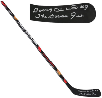 Bobby Hull Signed Blackhawks Logo Hockey Stick Inscribed "The Golden Jet" (Schwartz) at PristineAuction.com
