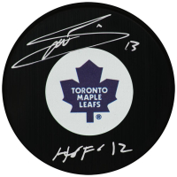 Mats Sundin Signed Maple Leafs Logo Hockey Puck Inscribed "HOF '12" (Schwartz) at PristineAuction.com