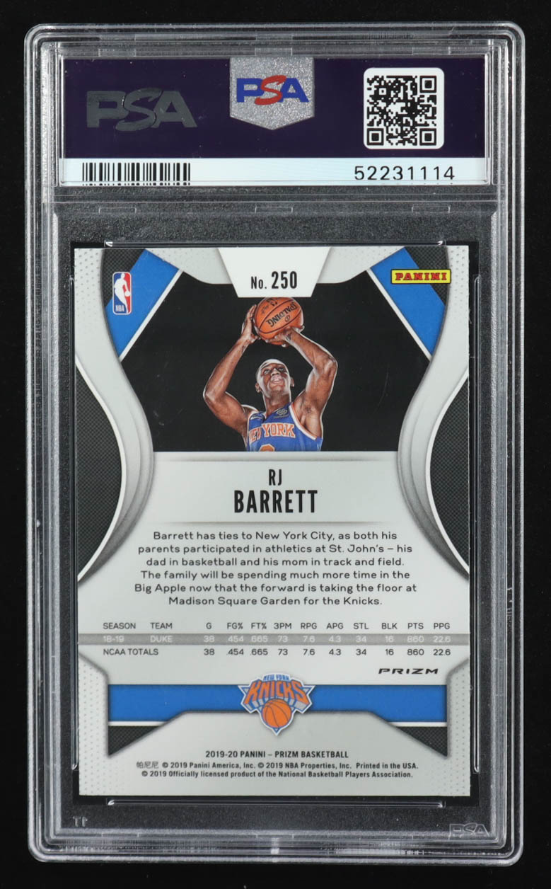 RJ Barrett 2019-20 Panini Prizm Fast Break Prizm #250 RC (PSA 10 ...
