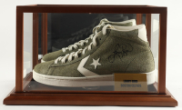 Larry Bird Signed Converse All-Star Green Basketball Shoe with Celtics Title Display Case (PSA) at PristineAuction.com