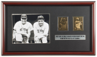 "1927 Yankees Murderers Row" Custom Framed Photo with Set of (2) Babe Ruth & Lou Gehrig 23Kt Gold Cards at PristineAuction.com